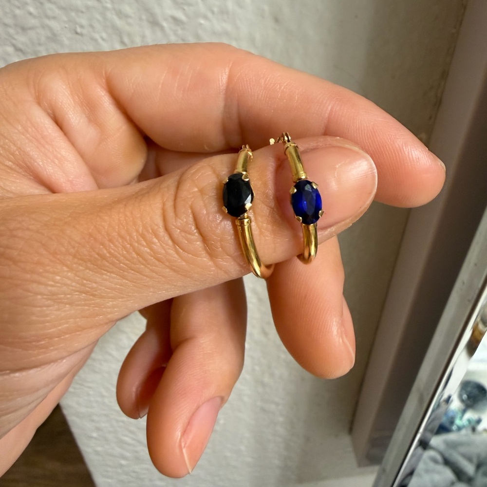 14k gold sapphire hoops